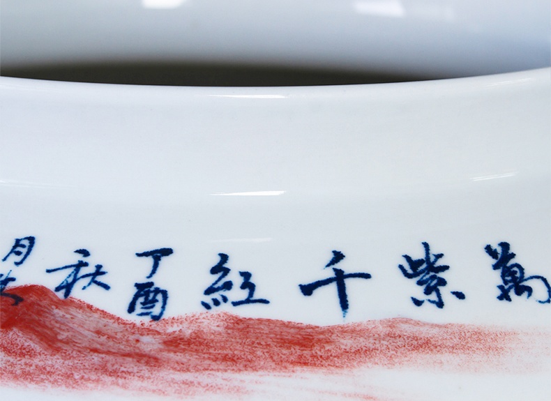 名家手绘陶瓷书画卷轴缸（万紫千红）(图8)
