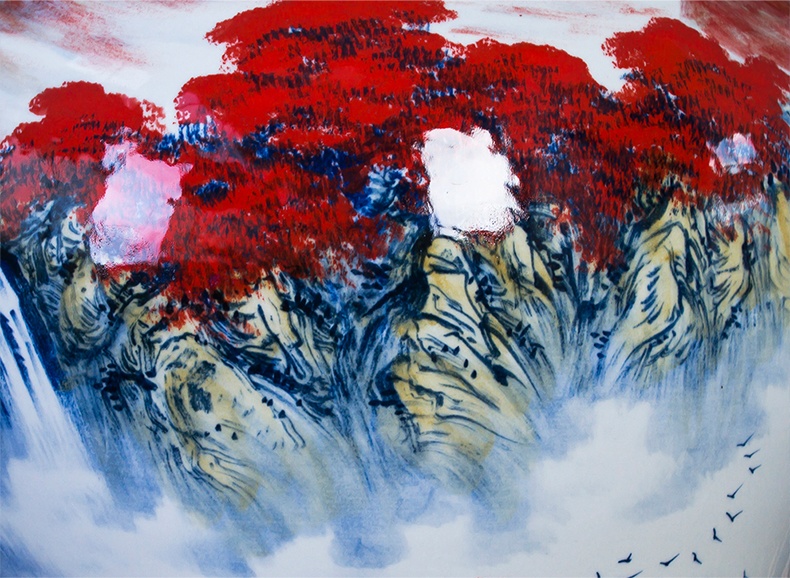 名家手绘陶瓷书画卷轴缸（万紫千红）(图9)