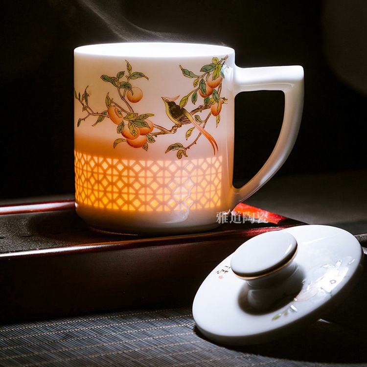 景德镇陶瓷高档玲珑茶水分离泡茶杯(图4)