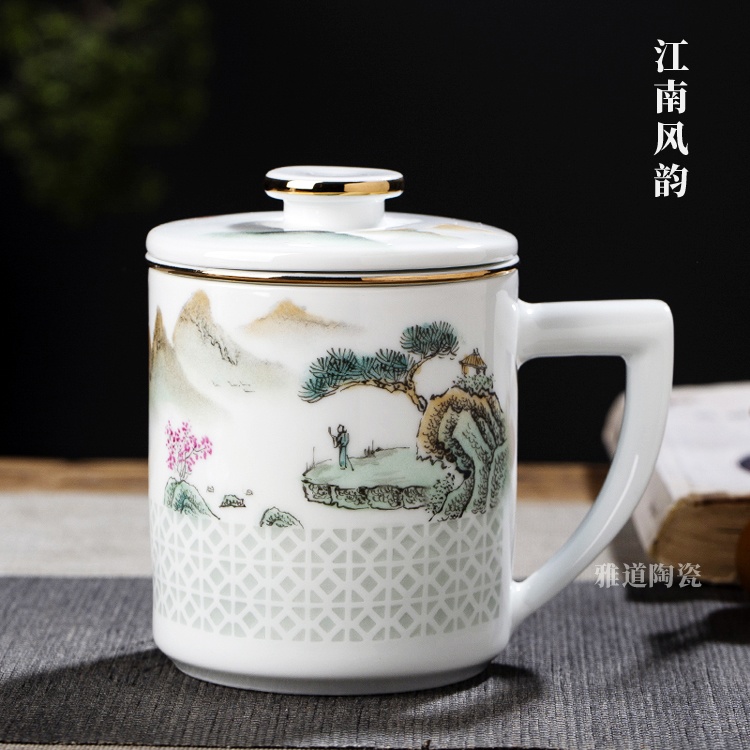景德镇陶瓷高档玲珑茶水分离泡茶杯(图9)