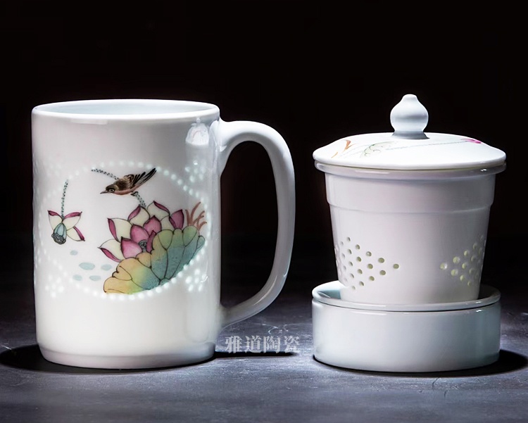 景德镇高档手绘玲珑家用陶瓷茶杯(图3)