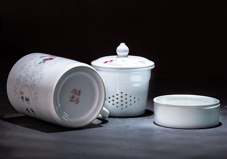 景德镇高档手绘玲珑家用陶瓷茶杯(图5)