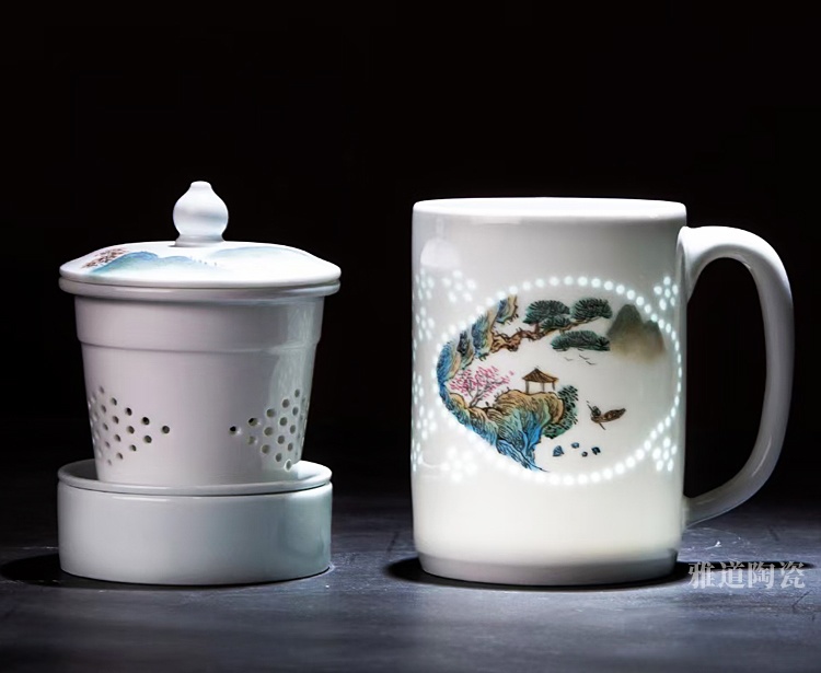 景德镇高档手绘玲珑家用陶瓷茶杯(图8)