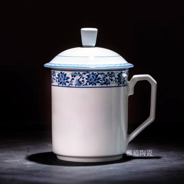 景德镇陶瓷简约双层办公室茶杯(图1)