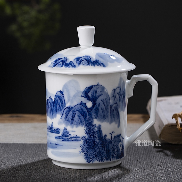 景德镇陶瓷手绘双层办公茶杯(图7)