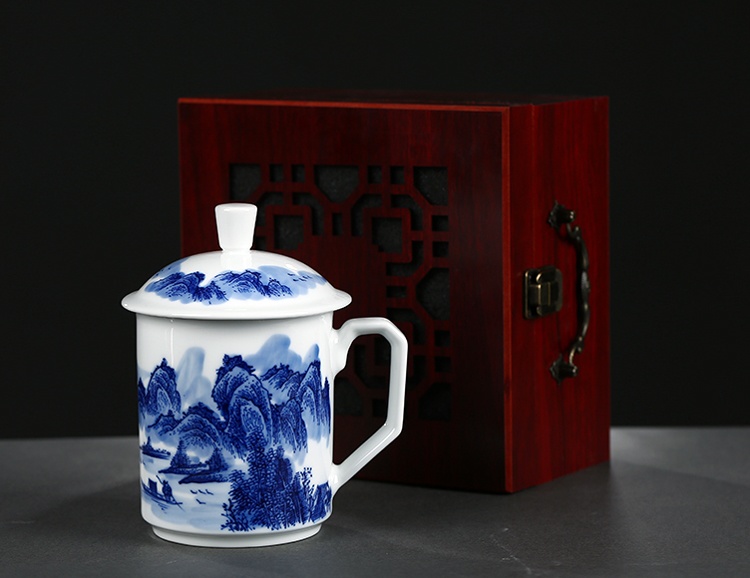 景德镇陶瓷手绘双层办公茶杯(图14)