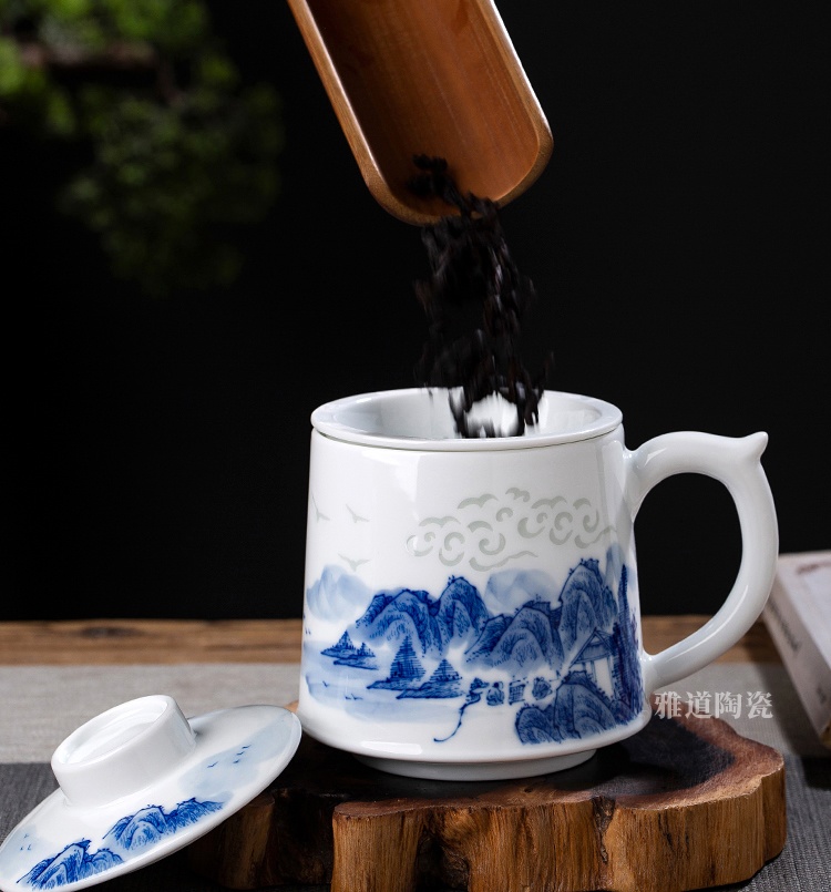 景德镇陶瓷茶杯礼品杯（祥云山水）(图4)