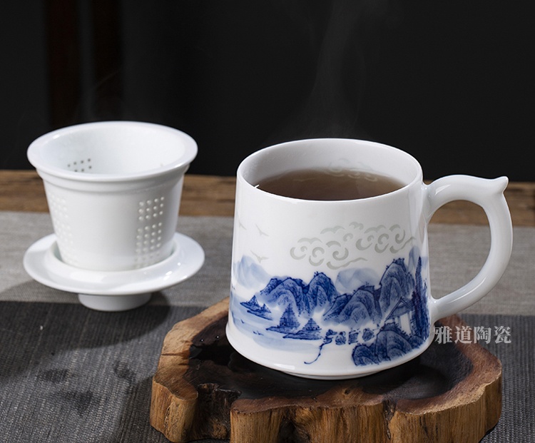 景德镇陶瓷茶杯礼品杯（祥云山水）(图7)