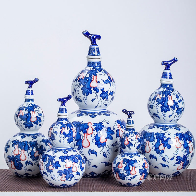 景德镇1至10斤装葫芦陶瓷酒坛(图1)