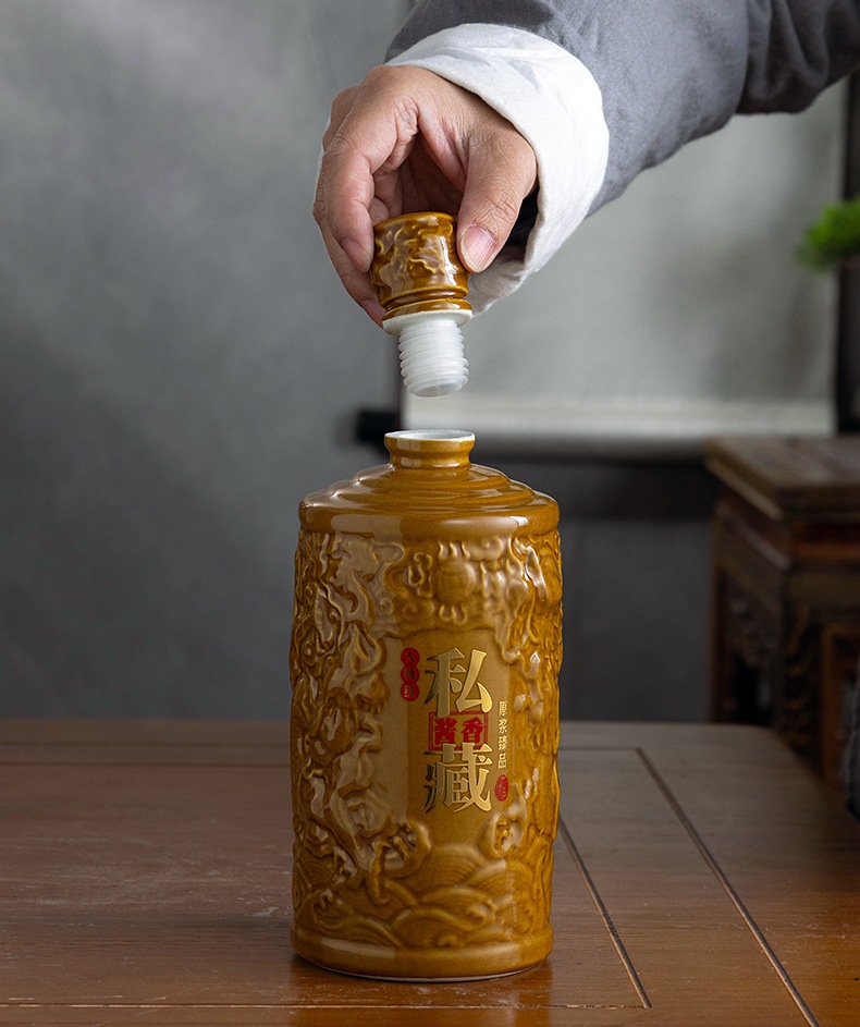 1斤装景德镇龙纹高档陶瓷酒坛礼盒(图5)
