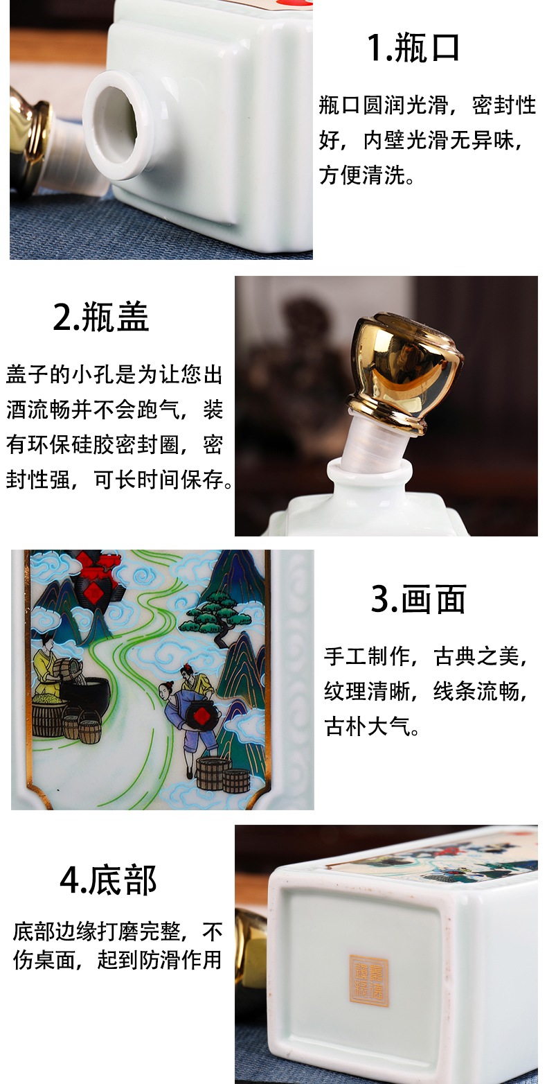 景德镇1斤装青釉陶瓷酒坛礼盒(图3)
