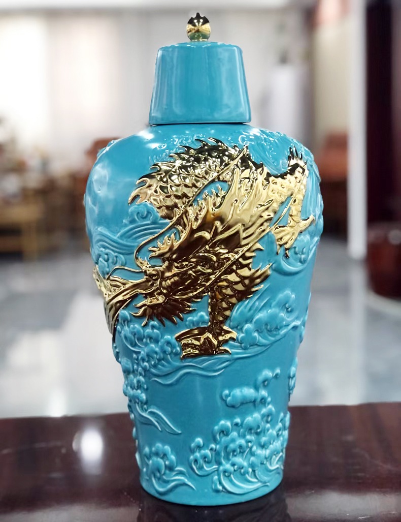 景德镇陶瓷5斤10斤龙纹酒坛礼盒(图5)
