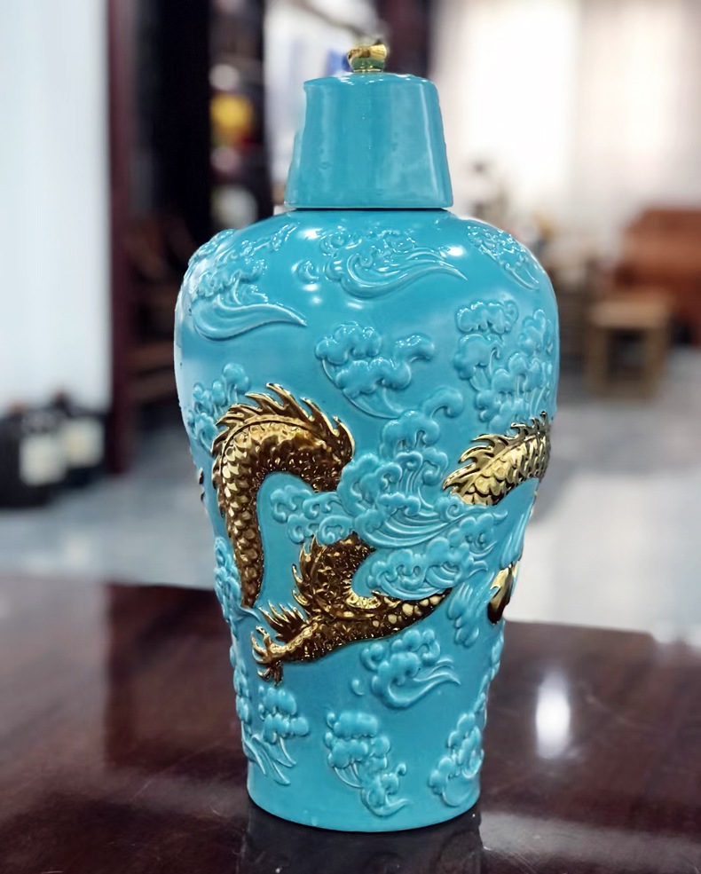 景德镇陶瓷5斤10斤龙纹酒坛礼盒(图6)