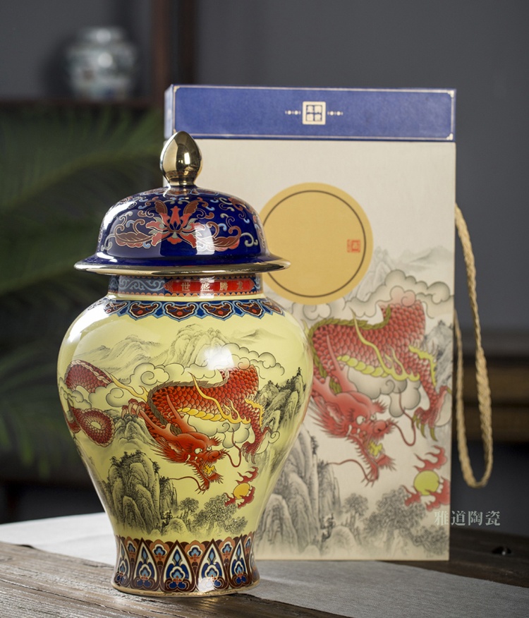 5斤10斤珐琅彩将军罐陶瓷工艺酒坛(图1)