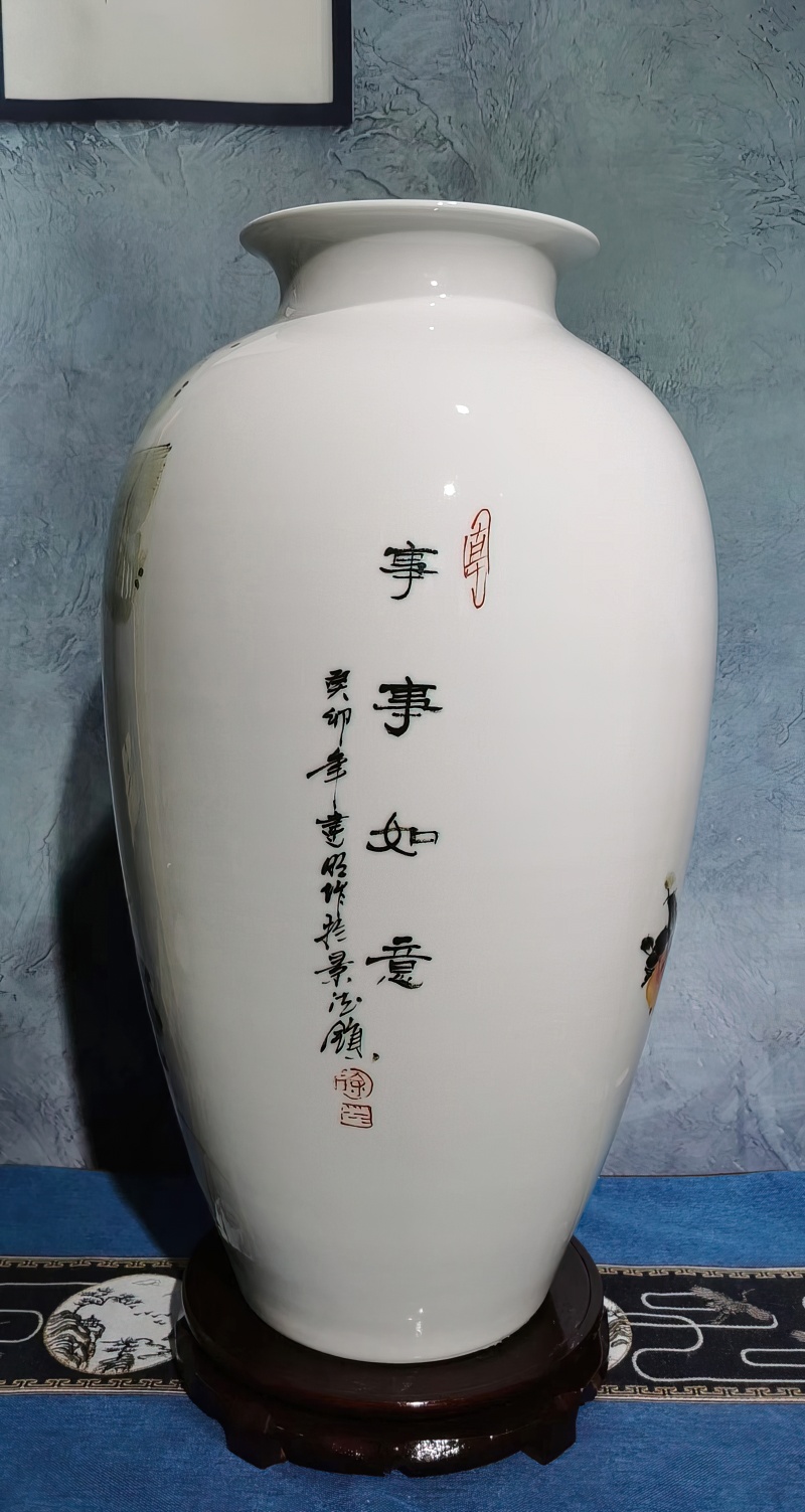 徐建明手绘陶瓷花瓶（事事如意）(图3)