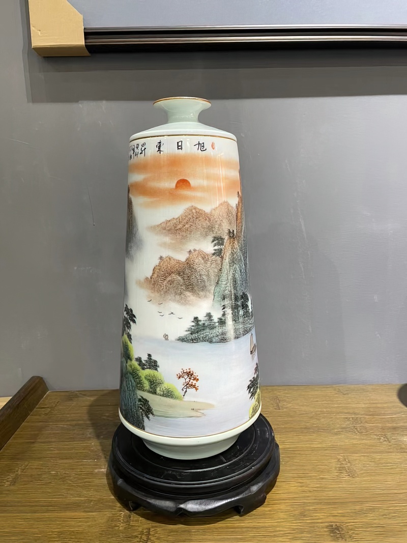 景德镇名家手绘陶瓷花瓶（旭日东升）(图4)