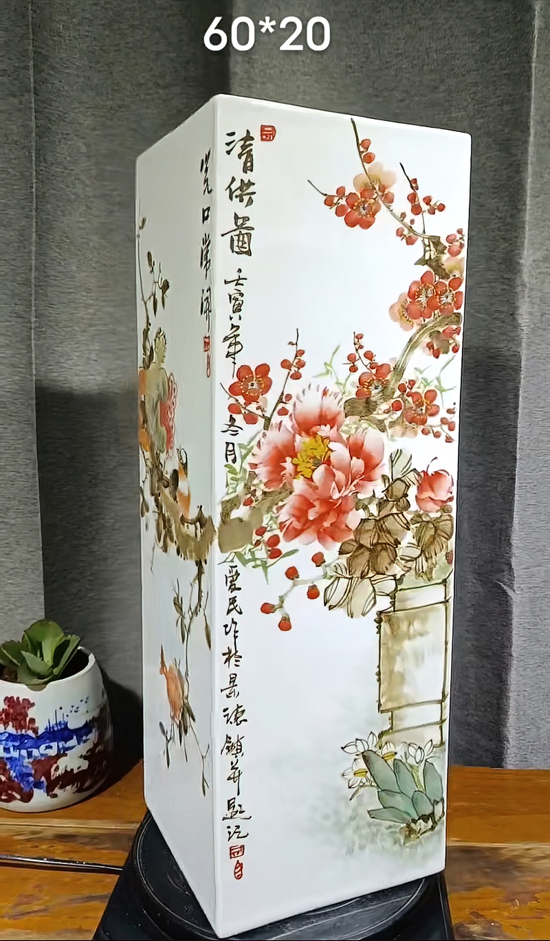景德镇名家手绘客厅镶器摆件花瓶(图1)