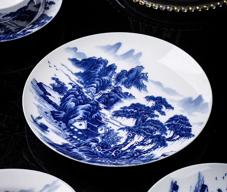 青花山水中式家用碗碟餐具套装(图8)