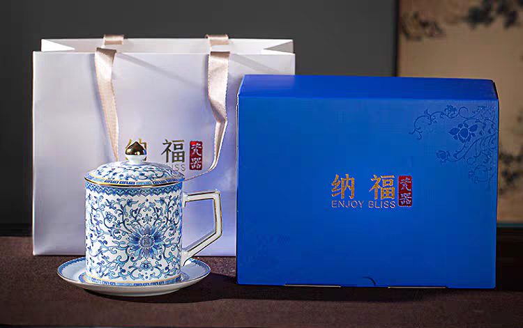 景德镇青花珐琅彩商务礼品陶瓷会议办公杯(图11)