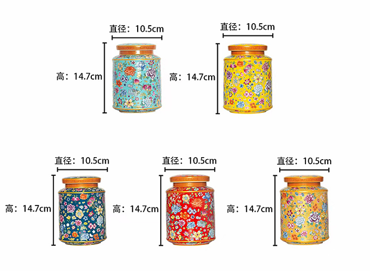 景德镇万花珐琅彩陶瓷茶叶罐干果零食储物罐(图12)