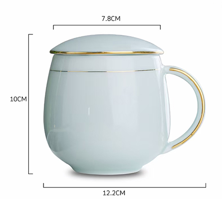 景德镇手工描金奶茶杯（青釉陶瓷咖啡杯）(图6)