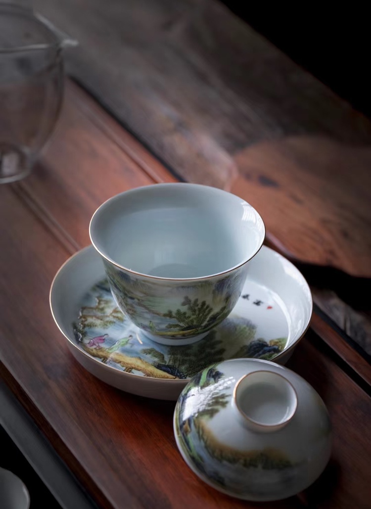 景德镇山水陶瓷茶具礼品套装（富春山居图）(图6)