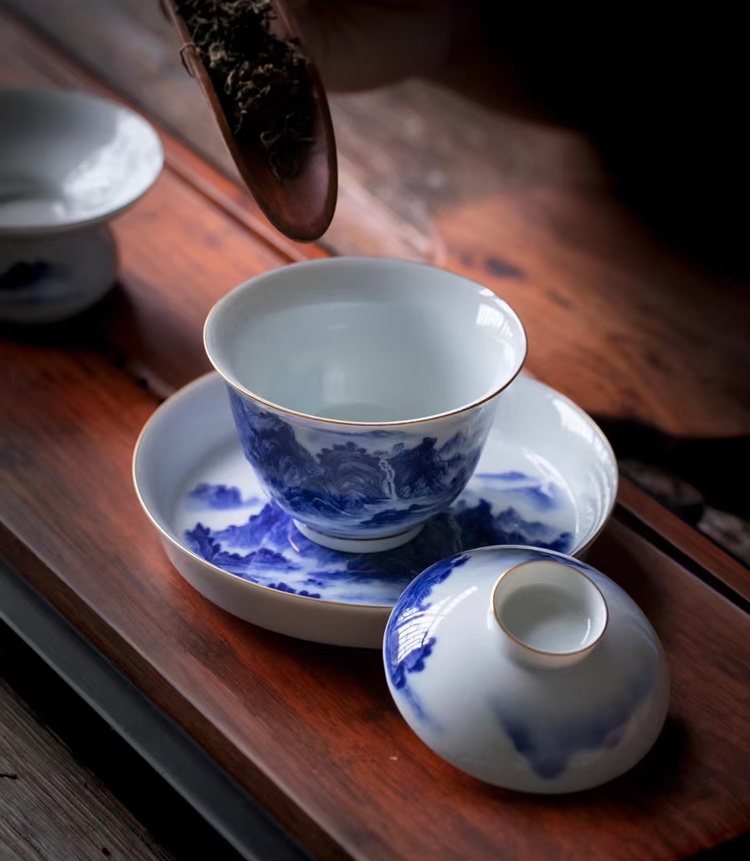 12头青花瓷山水陶瓷茶具套组（千里江山）(图7)