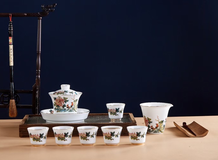 景德镇陶瓷8头功夫茶具套装系列（四款图案可选）(图6)