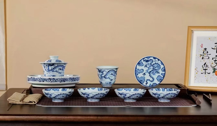 仿古陶瓷茶具盖碗壶承主人杯盖置（8头茶具系列）(图6)