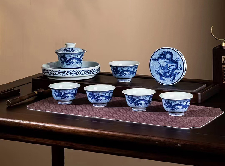 仿古陶瓷茶具盖碗壶承主人杯盖置（8头茶具系列）(图11)