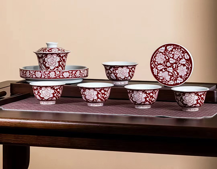 仿古陶瓷茶具盖碗壶承主人杯盖置（8头茶具系列）(图12)