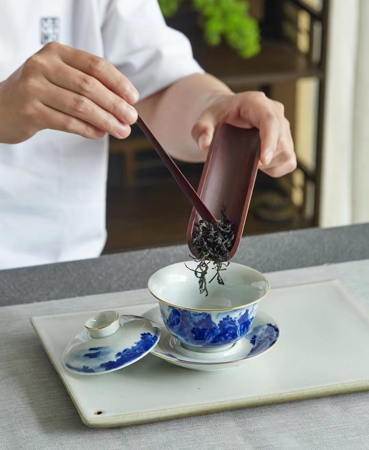家用青花瓷山水陶瓷茶具套装（8头千里江山） (图6)