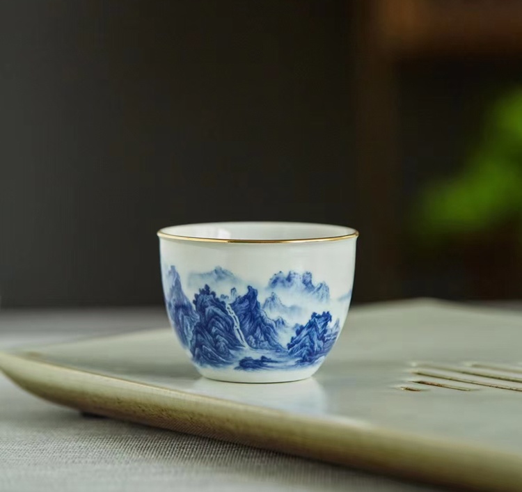 家用青花瓷山水陶瓷茶具套装（8头千里江山） (图8)