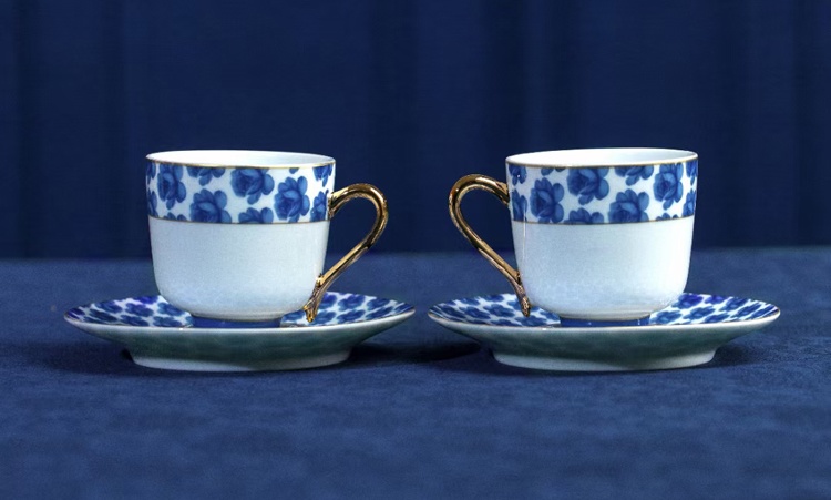 11头景德镇陶瓷咖啡具套装咖啡杯碟壶（蓝玫瑰）(图6)