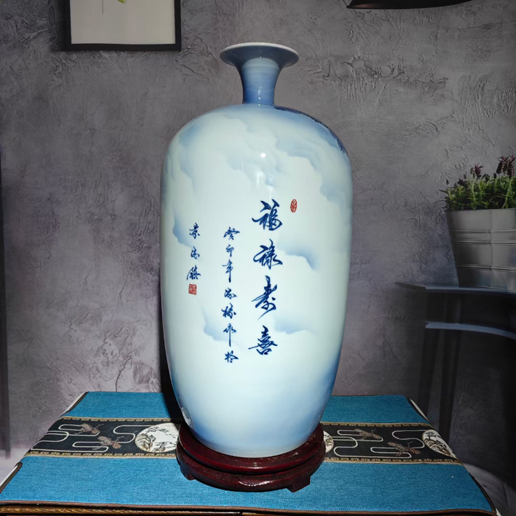 景德镇手绘艺术陶瓷花瓶（福禄寿喜）(图3)