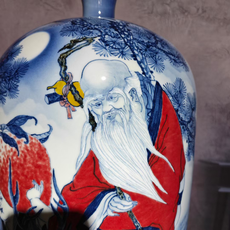 景德镇手绘艺术陶瓷花瓶（福禄寿喜）(图5)