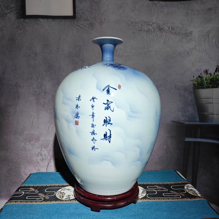 景德镇手绘陶瓷花瓶家居客厅装饰摆件（金鼠旺财）(图4)