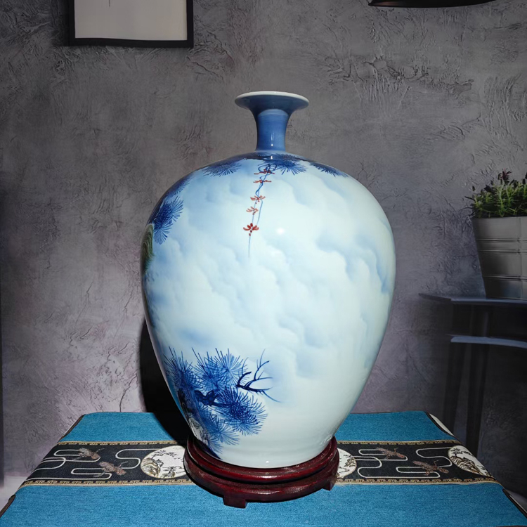 景德镇手绘陶瓷花瓶家居客厅装饰摆件（金鼠旺财）(图3)