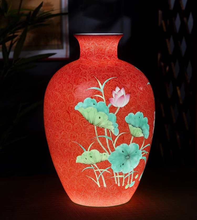 景德镇陶瓷花瓶扒花手绘石榴瓶（和和美美）(图4)