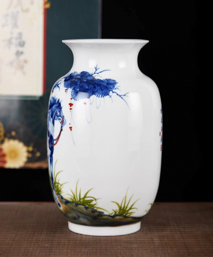 宁慧萍手绘马到成功陶瓷花瓶 (图3)