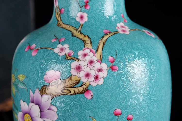 景德镇扒花手绘花鸟艺术陶瓷花瓶(空谷幽兰）(图8)