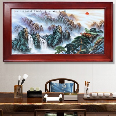 周惠胜手绘客厅瓷板画江山多娇