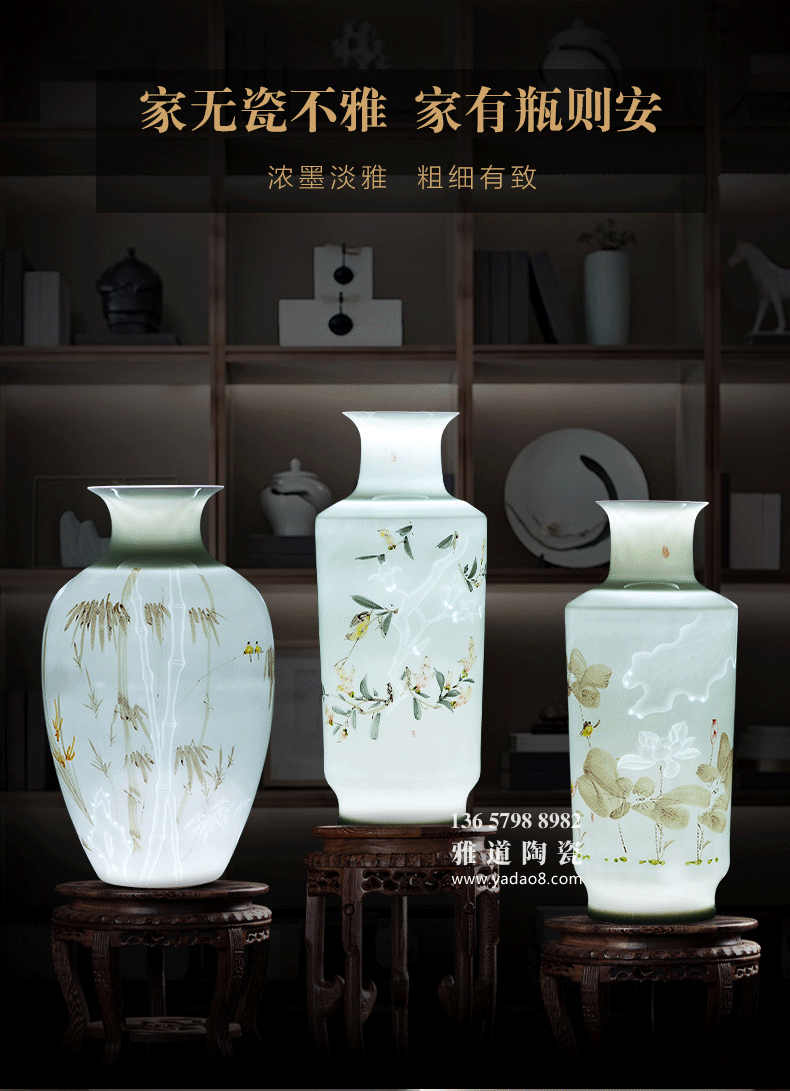 景德镇包林平半刀泥手绘陶瓷花瓶系列
