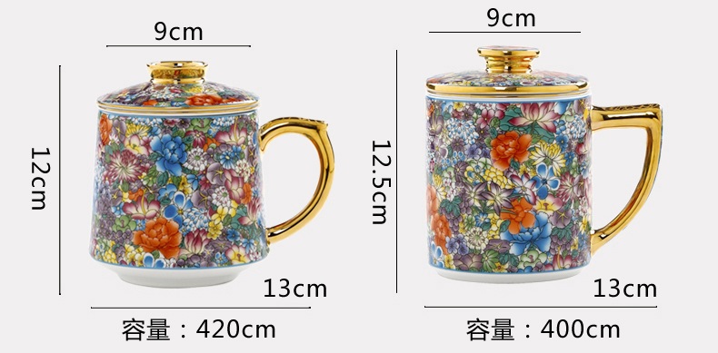 景德镇高档茶杯套装礼盒（万花珐琅）