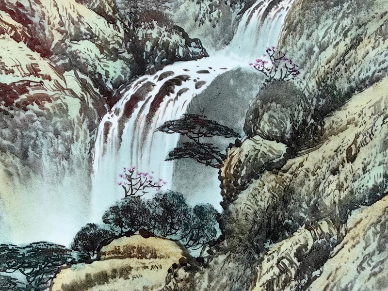 周惠胜手绘迎客松瓷板画(图4)