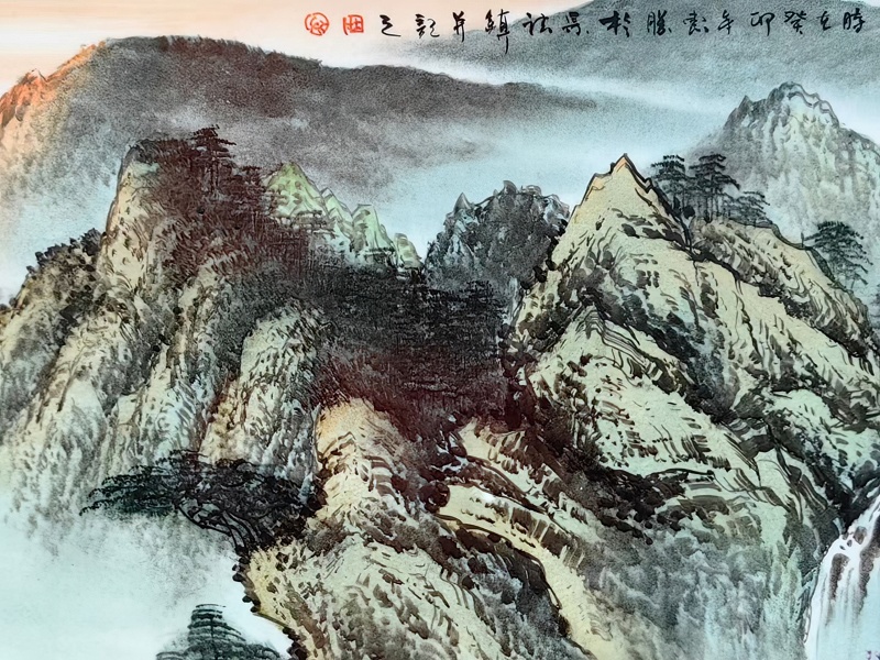 周惠胜手绘迎客松瓷板画(图5)