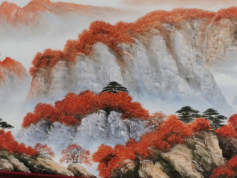 刘国铭手绘鸿运当头瓷板画(图5)