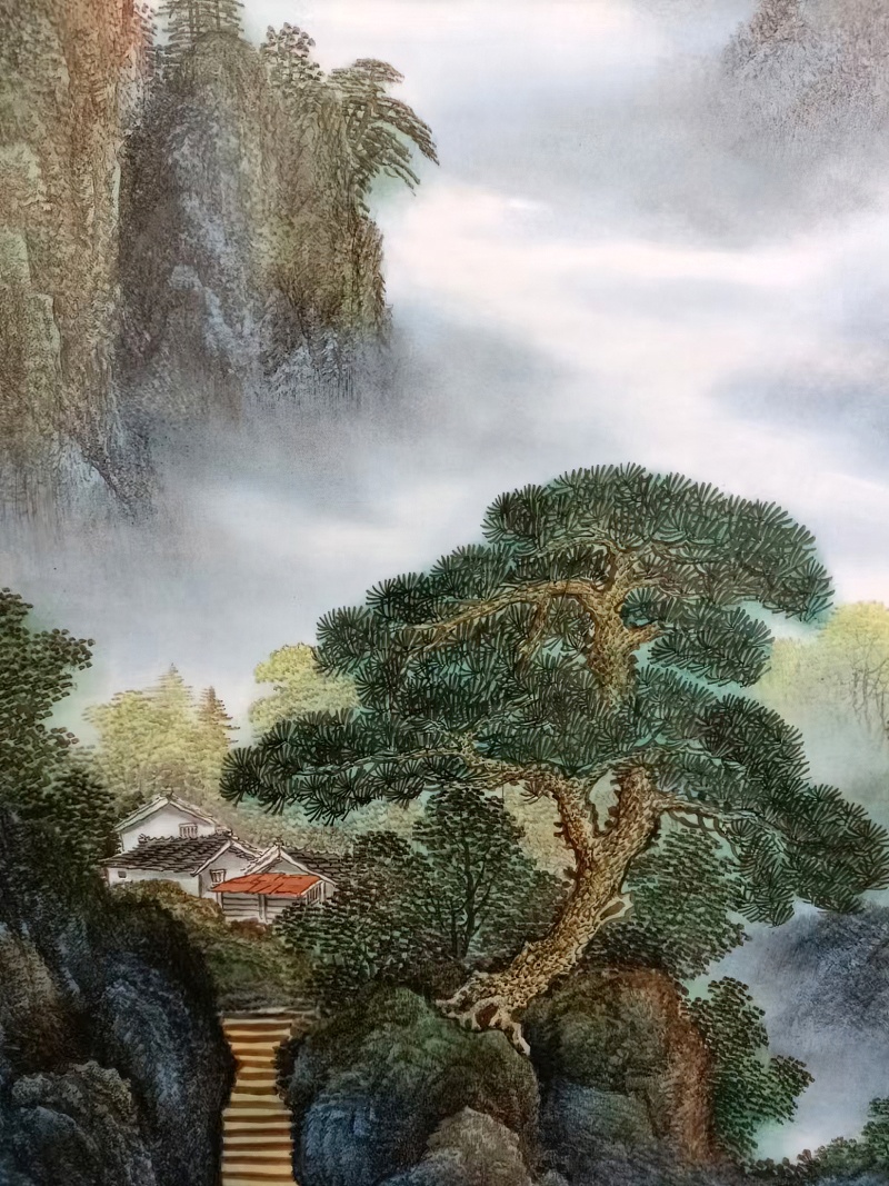 刘统富手绘山水源远流长瓷板画(图3)