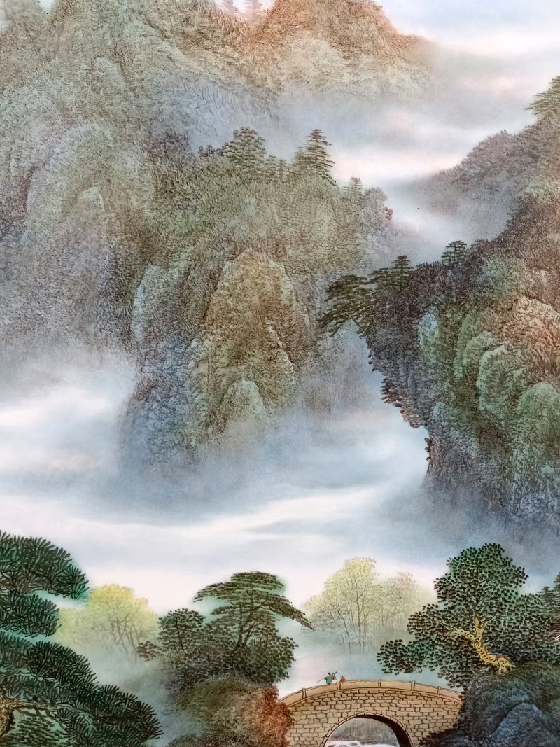 刘统富手绘山水源远流长瓷板画(图5)