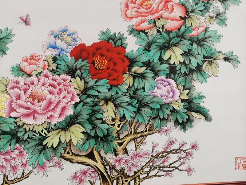 景德镇名家手绘牡丹花开富贵瓷板画(图7)